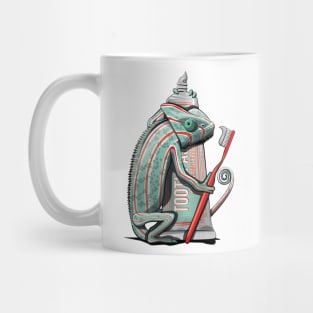 Chameleon Brushing their Teeth Mug